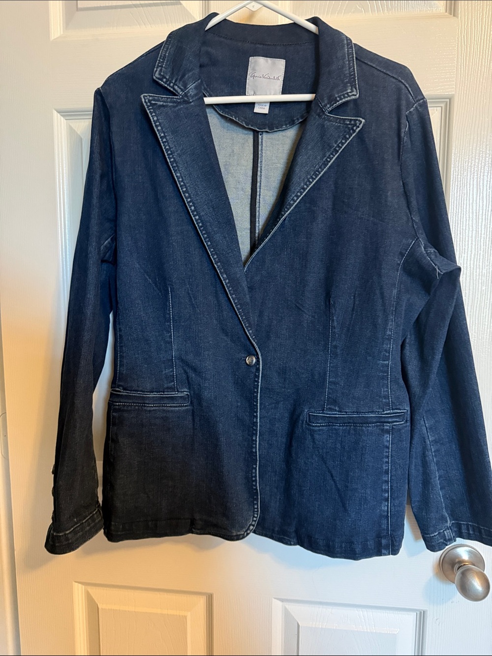 Gloria Vanderbilt Dark Navy Denim-Style Blazer